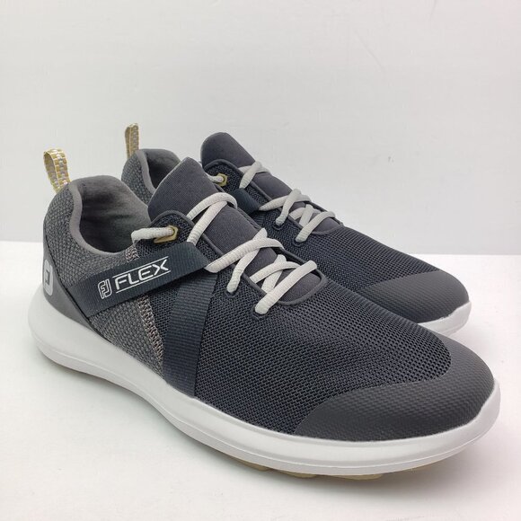FootJoy FJ Flex Mens Sz 8 Extra Wide Black Spikeless Golf Athletic Sneaker Shoes